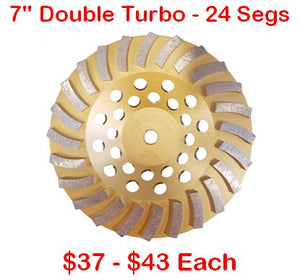7" Double Turbo (24 Segment) 5/8"-11 THREADED HUB Grinding Cup Wheel