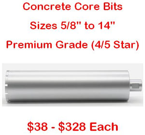 Core Drill Bits for Concrete - 5/8" to 14"