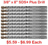 3/8" x 8" SDS+Plus Rotary Hammer Drill Bit - 10pc Set